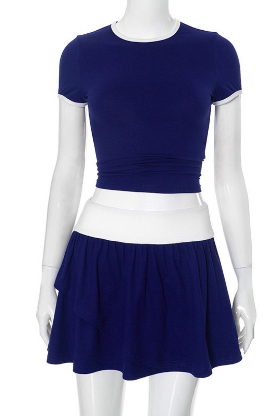 Short Sexy Slim T-shirt Color Block Skirt Suit Wholesale