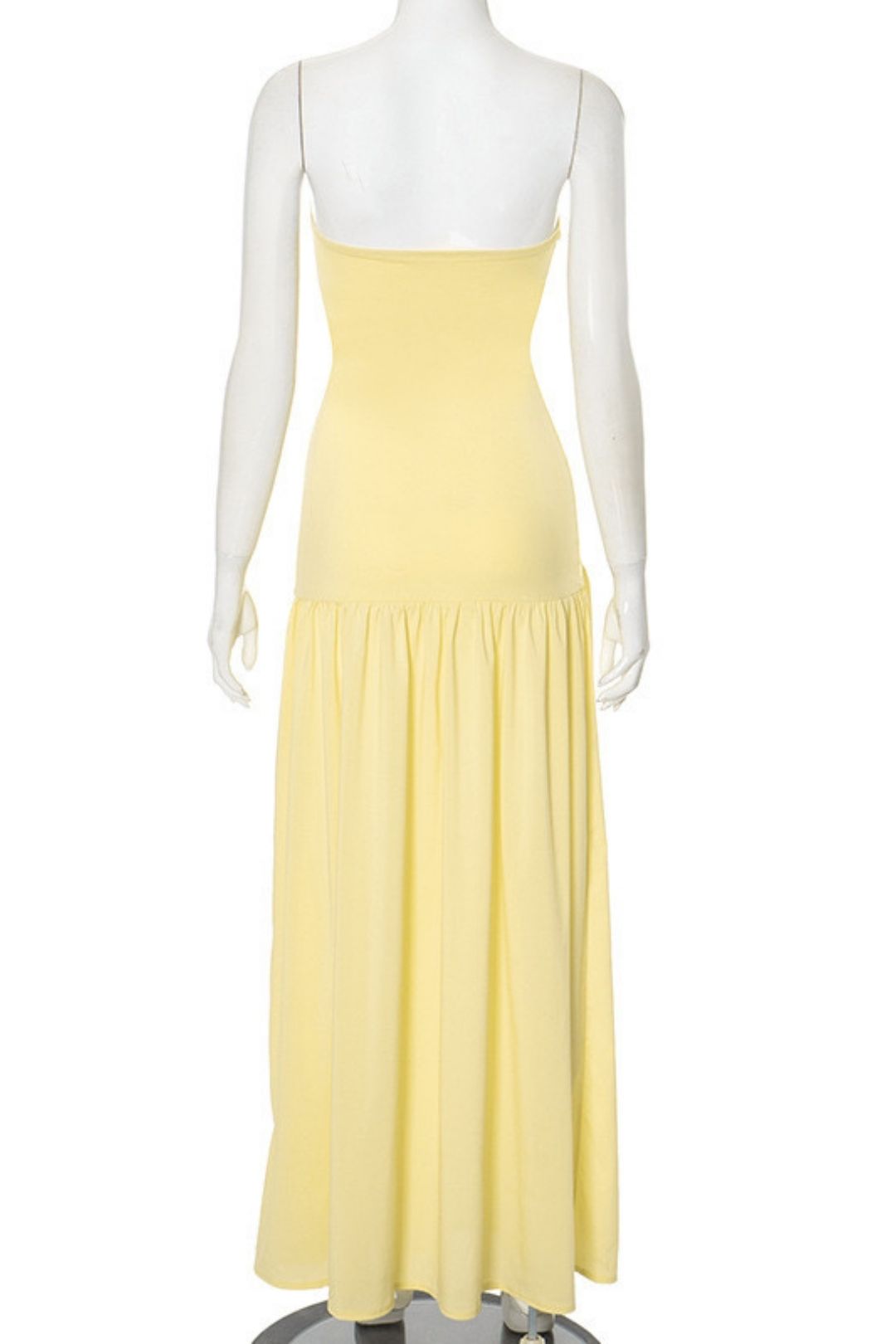 Trend Retro Tube Top Sleeveless Slit Solid Color Dress