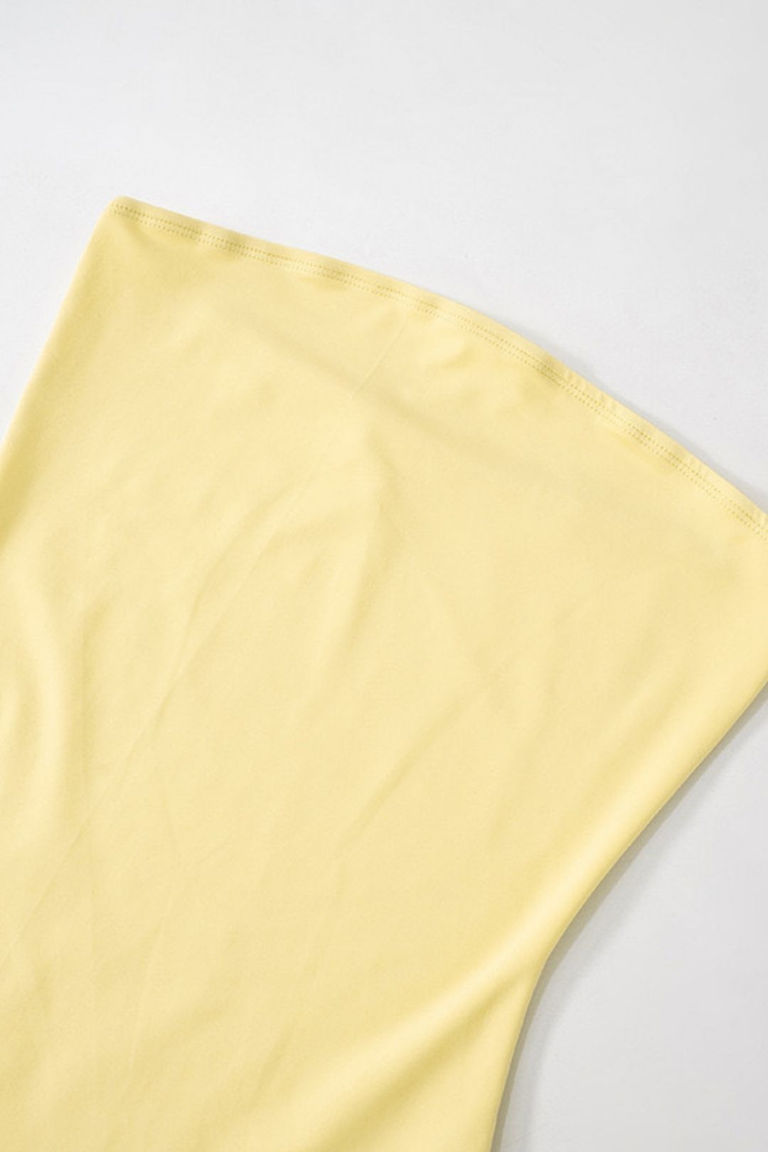 Trend Retro Tube Top Sleeveless Slit Solid Color Dress