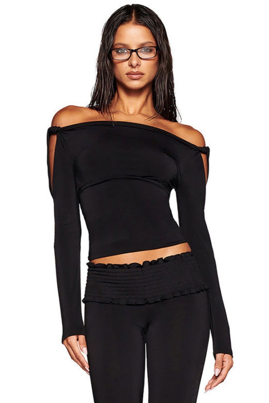 Mature Temperament College One-shoulder Simple Slim Long-sleeved T-shirt