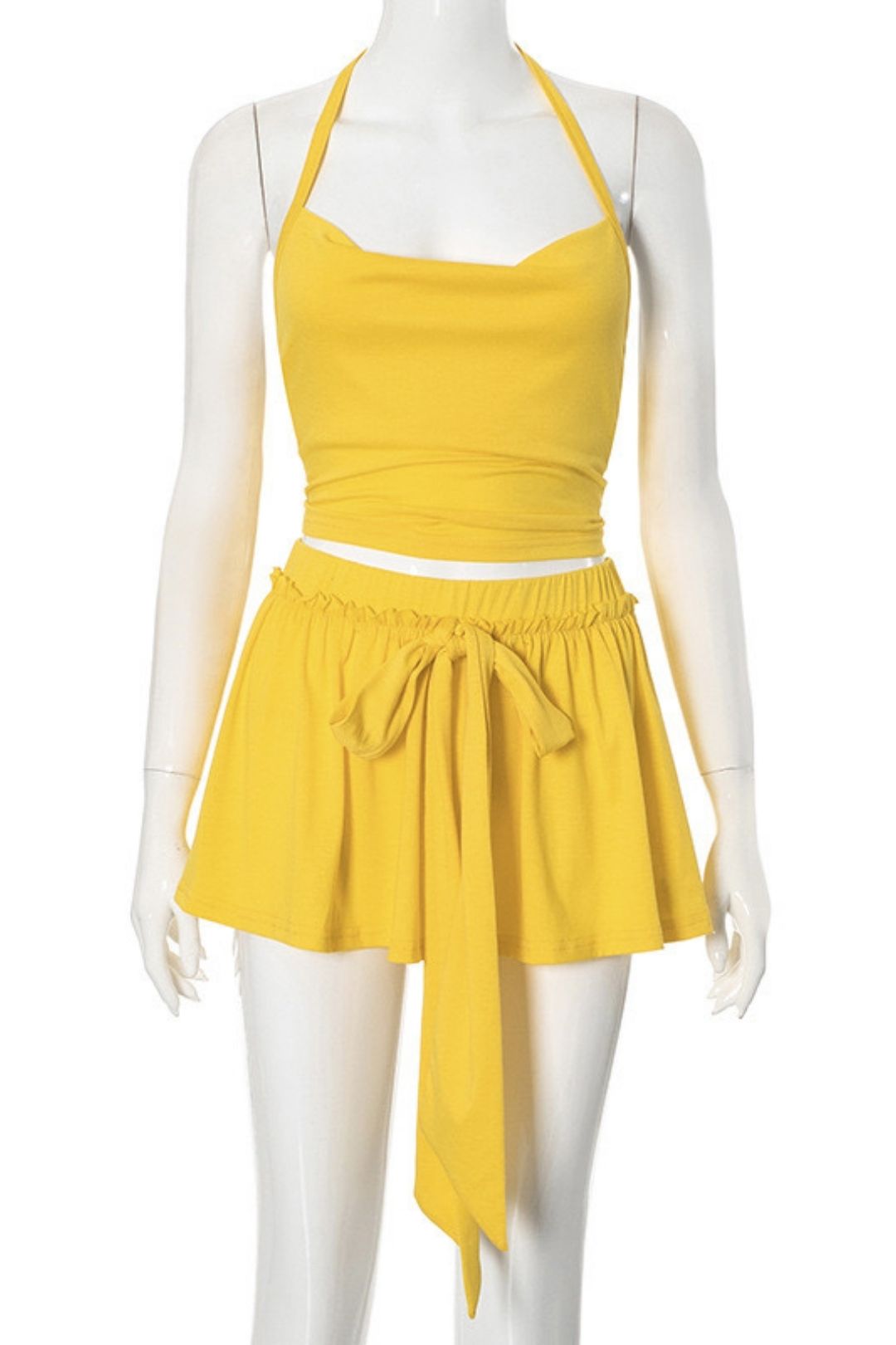 Halter Neck Lace Streamer Skirt Two-piece Top Skirt