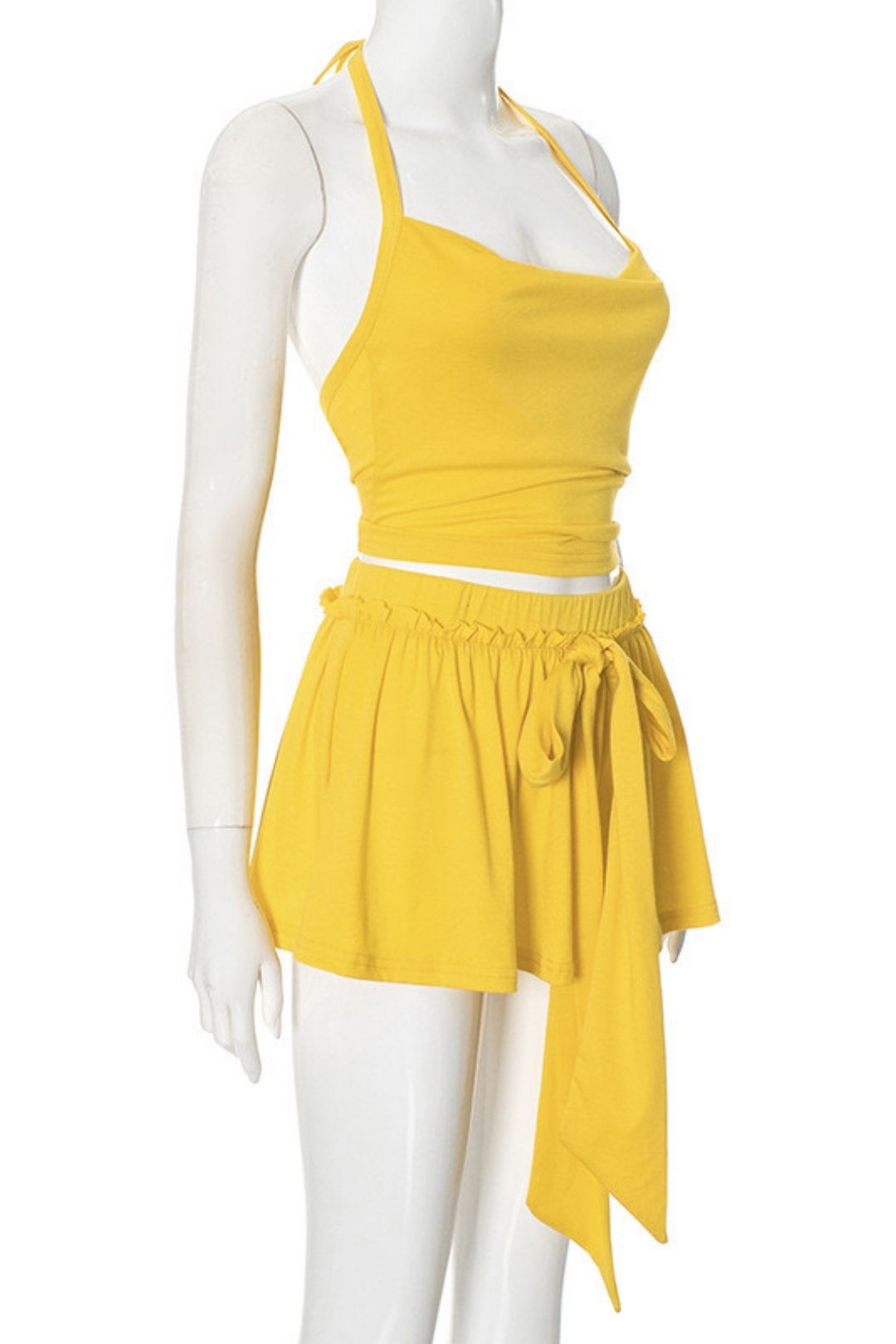 Halter Neck Lace Streamer Skirt Two-piece Top Skirt