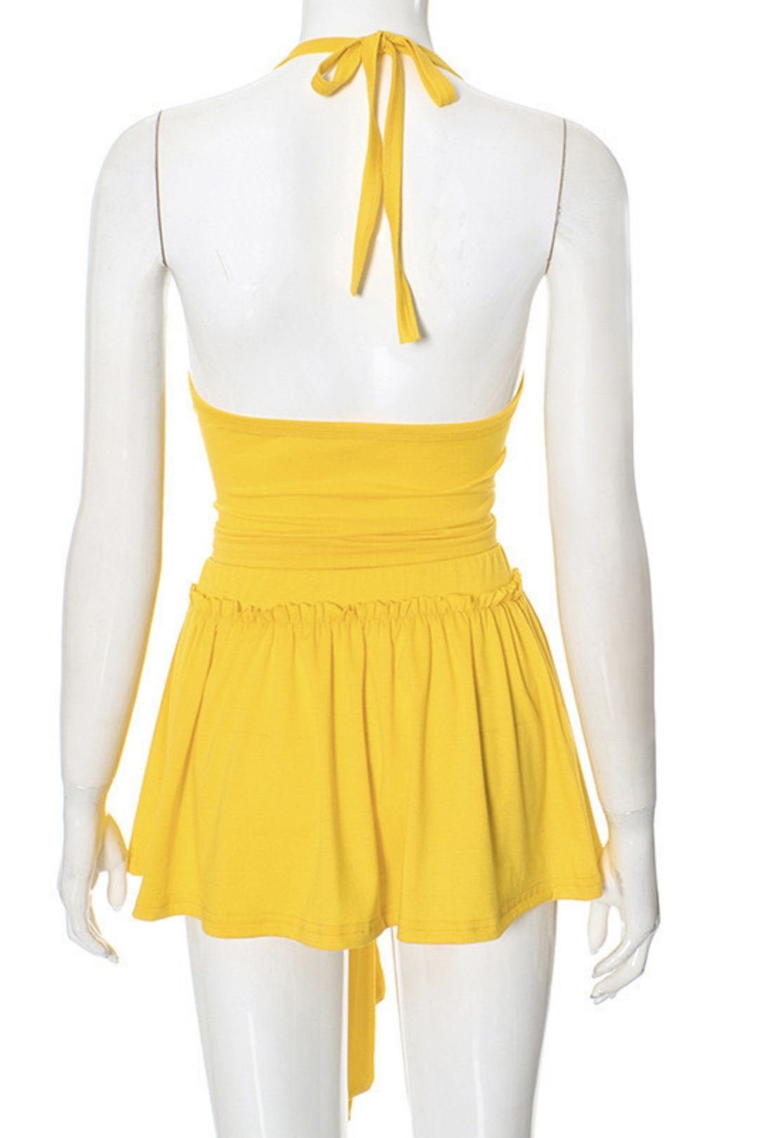 Halter Neck Lace Streamer Skirt Two-piece Top Skirt