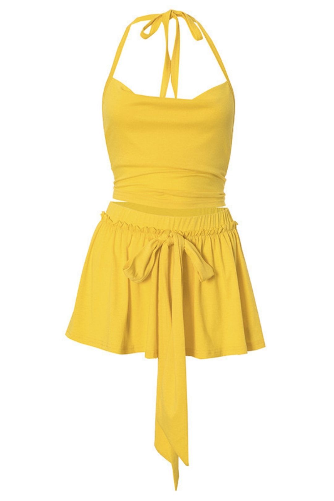 Halter Neck Lace Streamer Skirt Two-piece Top Skirt