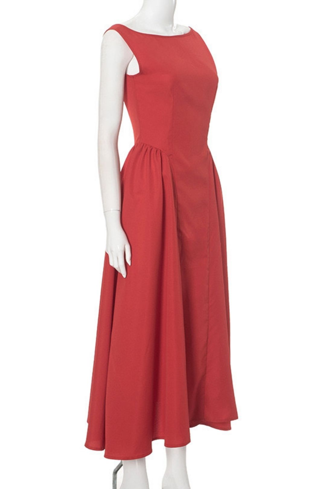 Temperament One-line Collar Waist Slimming Dress Women's 2024 New Woven Simple Long Skirt