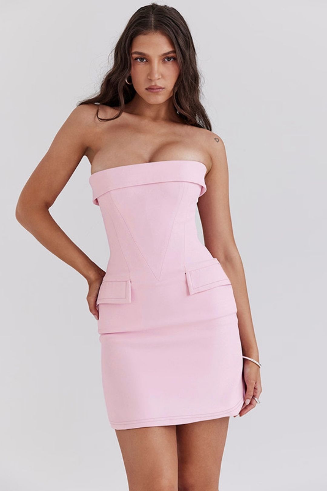 Tube Top Waist Slim Fit Hip-hugging Short Skirt 2024 European And American Professional Style Dress