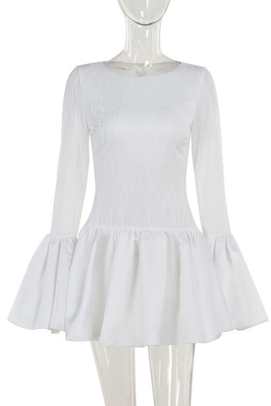 Lady Style Slim Texture Long-sleeved Ruffled Mini Dress For Women