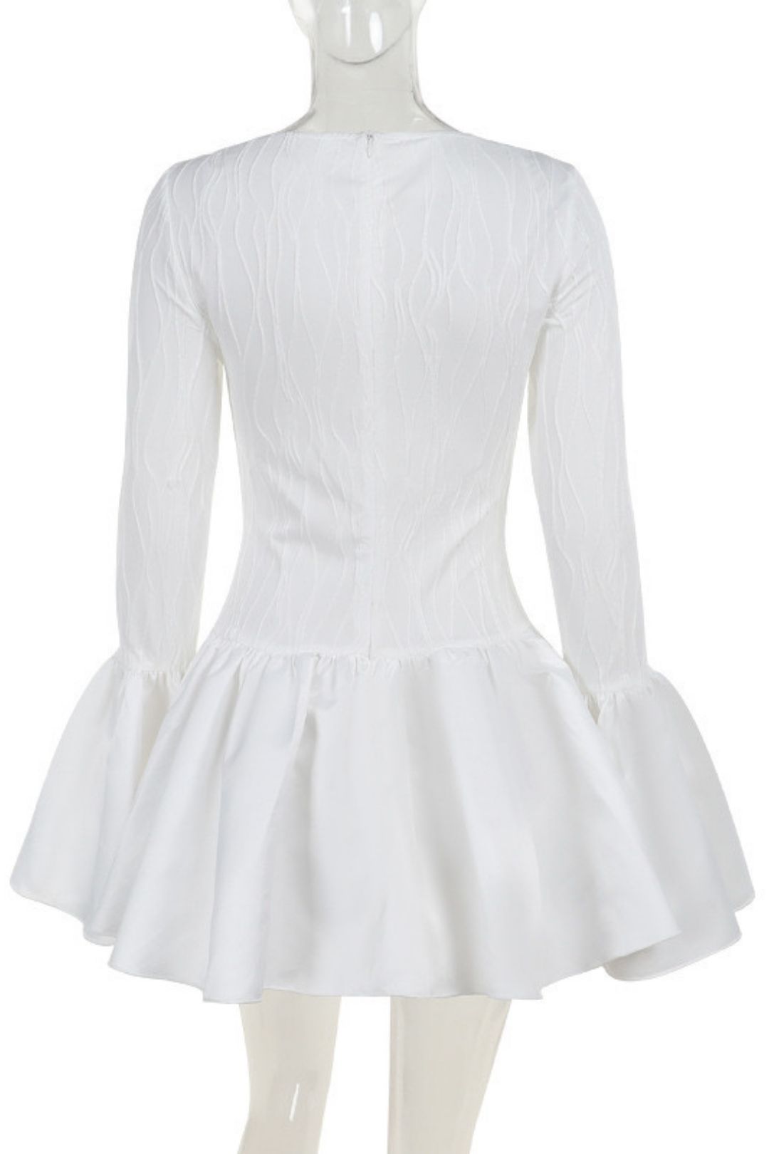 Lady Style Slim Texture Long-sleeved Ruffled Mini Dress For Women