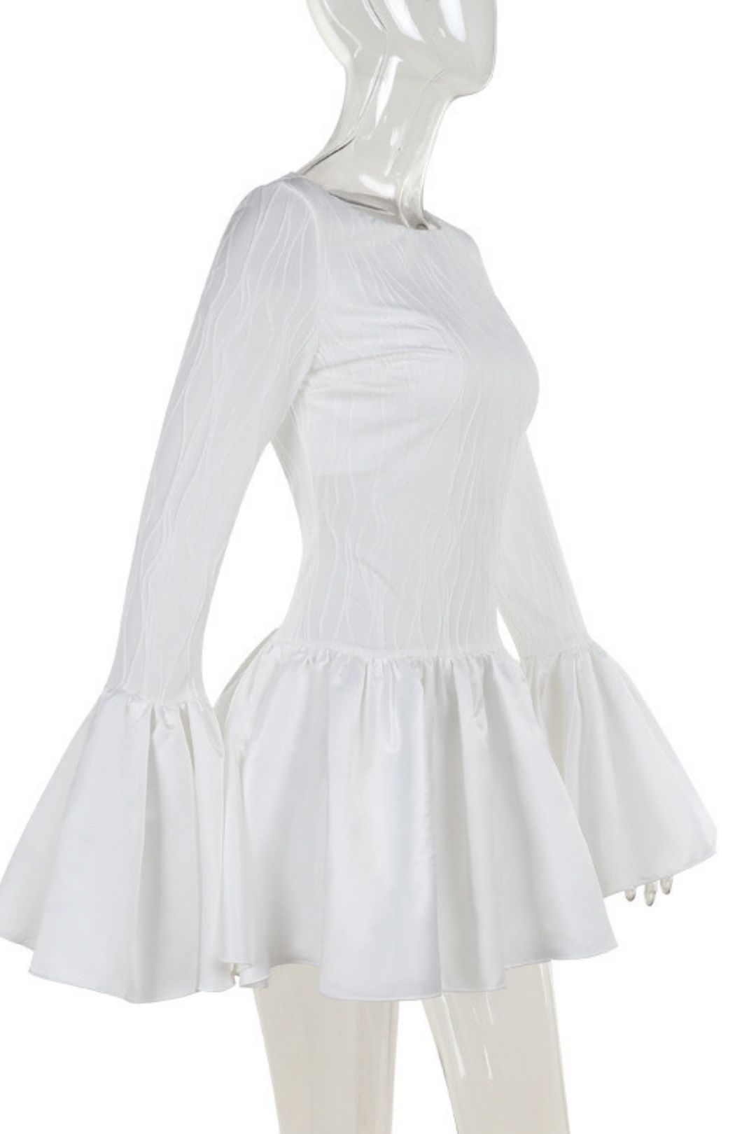 Lady Style Slim Texture Long-sleeved Ruffled Mini Dress For Women