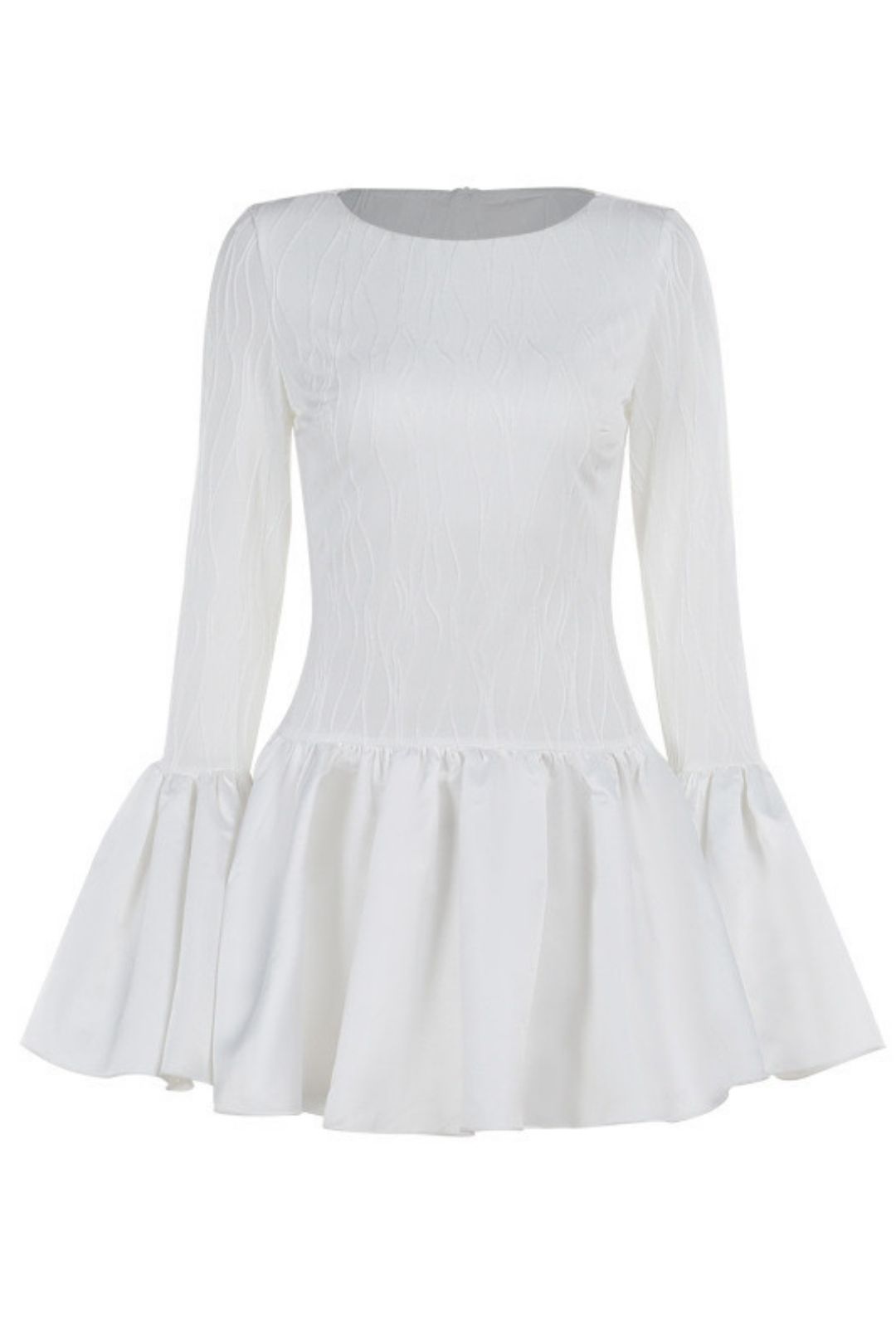 Lady Style Slim Texture Long-sleeved Ruffled Mini Dress For Women