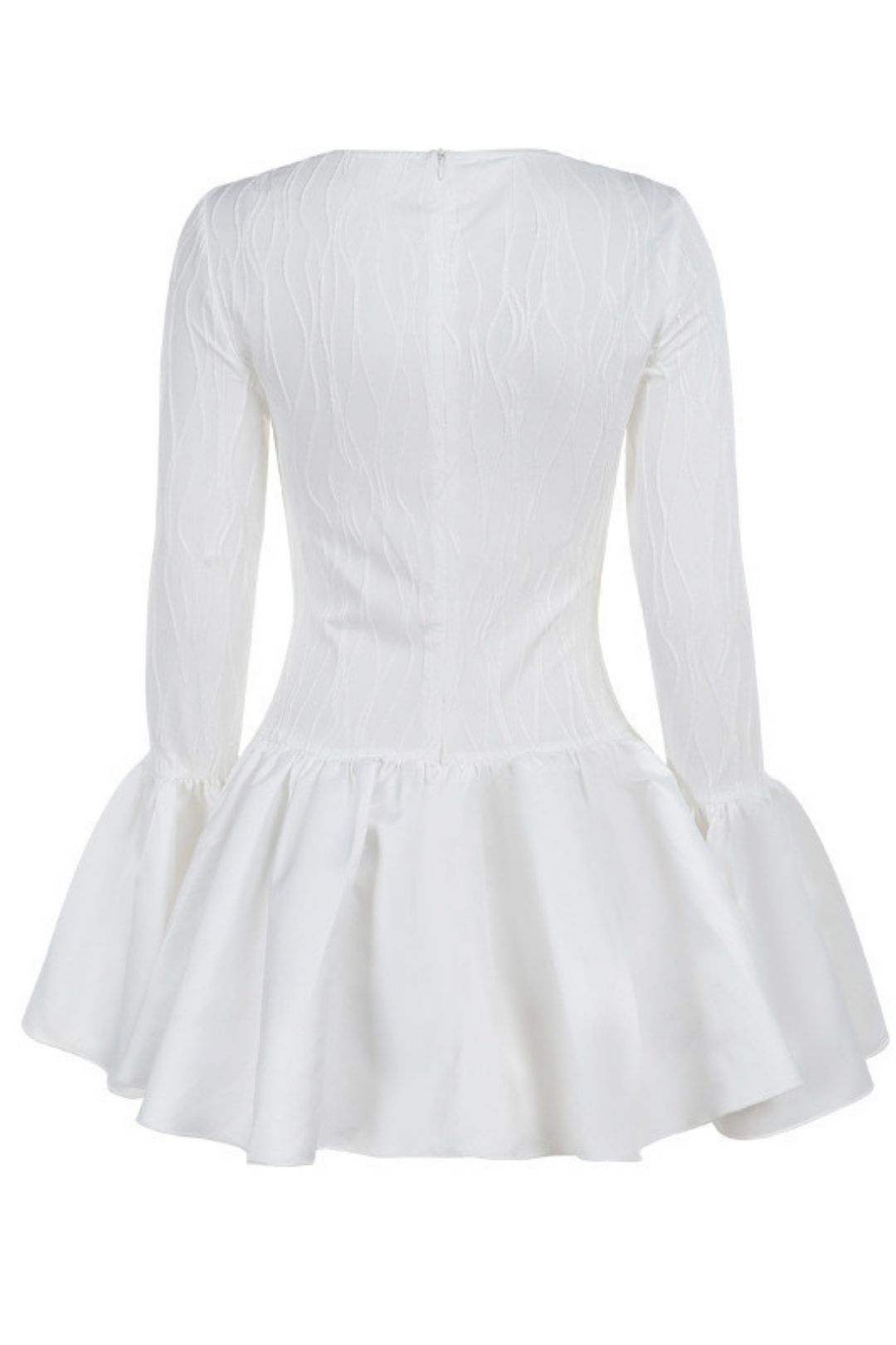 Lady Style Slim Texture Long-sleeved Ruffled Mini Dress For Women