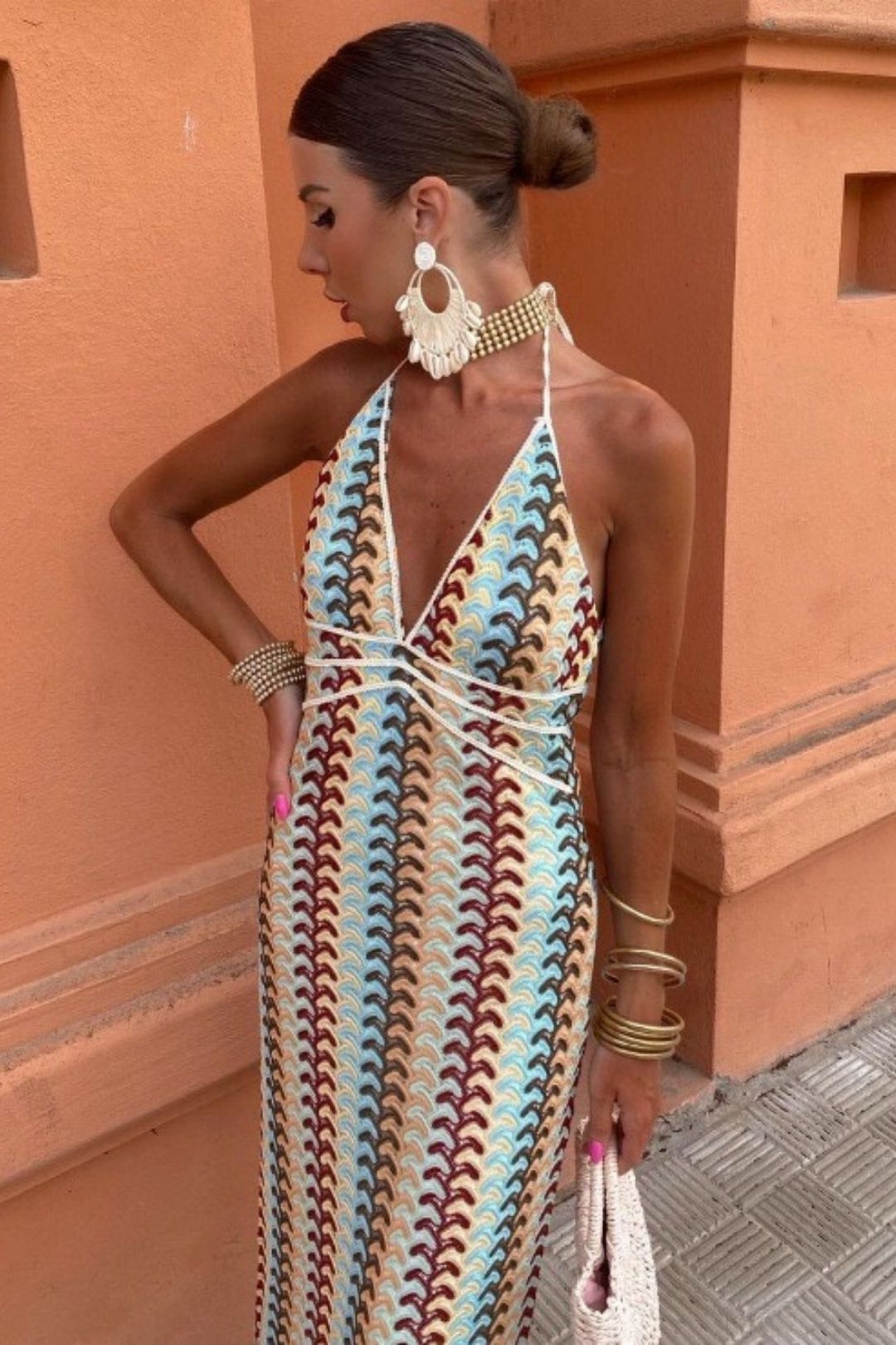 V-neck Crochet Suspender Backl