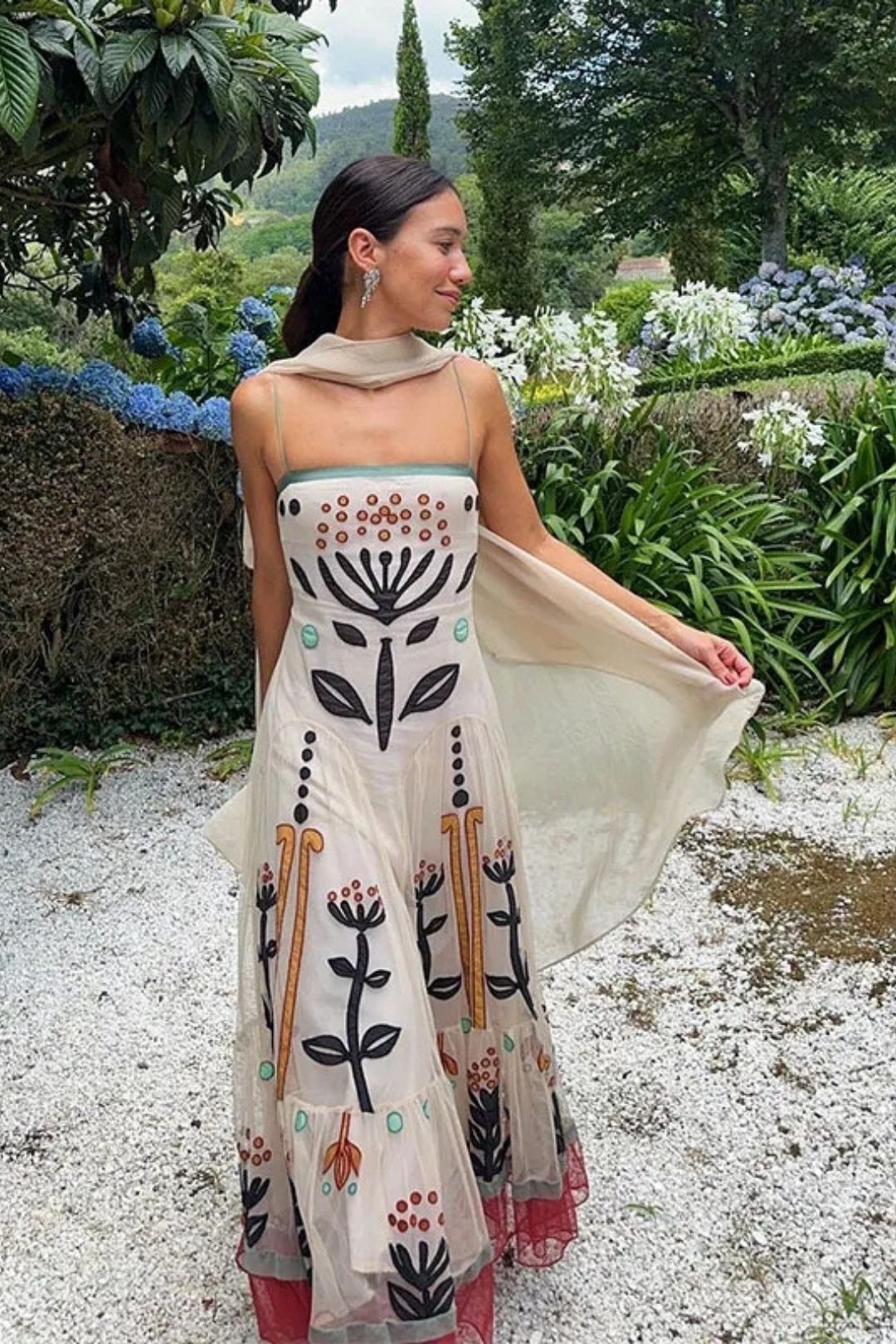 Short-sleeved Chiffon Printed Suspender Dress