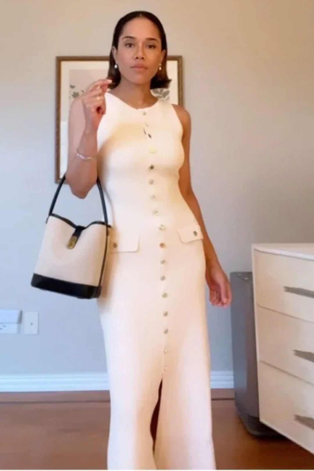 Metal Buckle Decorated Knitted Dress