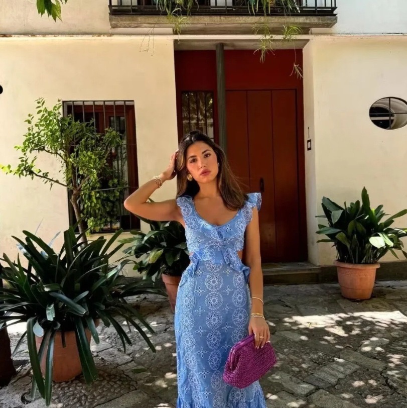 Hot-selling Heavy-duty Embroidered Layered Decorative Midi Dress