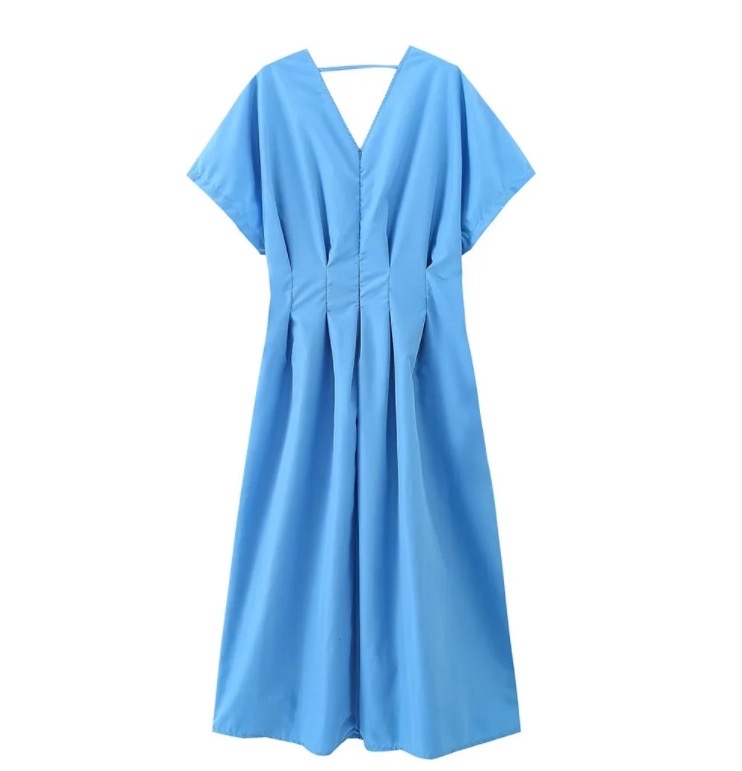 Hot-selling V-neck Waisted Bat-sleeve Dress
