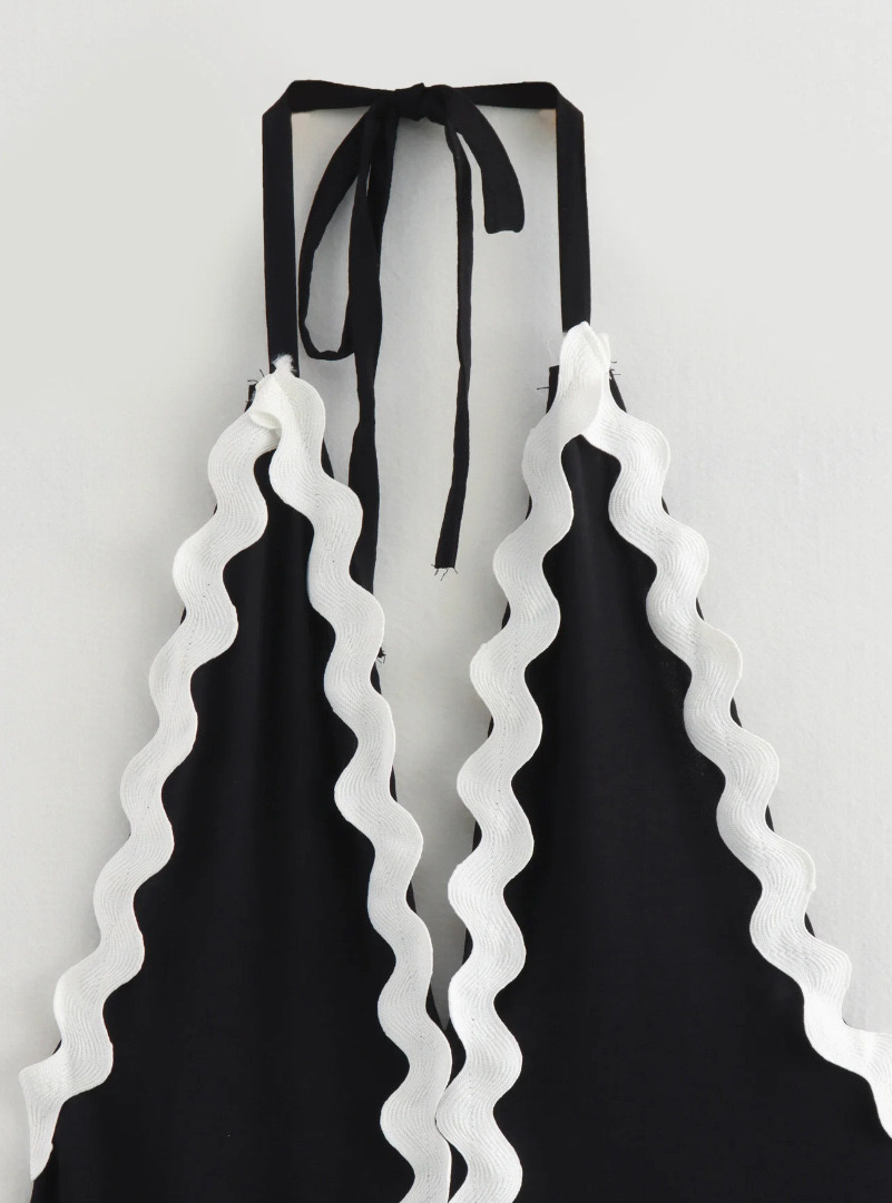 Hot Style Backless Sexy Contrasting Suspender Halter Neck Long Dress