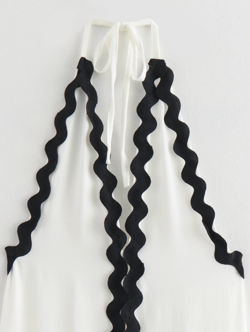 Hot Style Backless Sexy Contrasting Suspender Halter Neck Long Dress