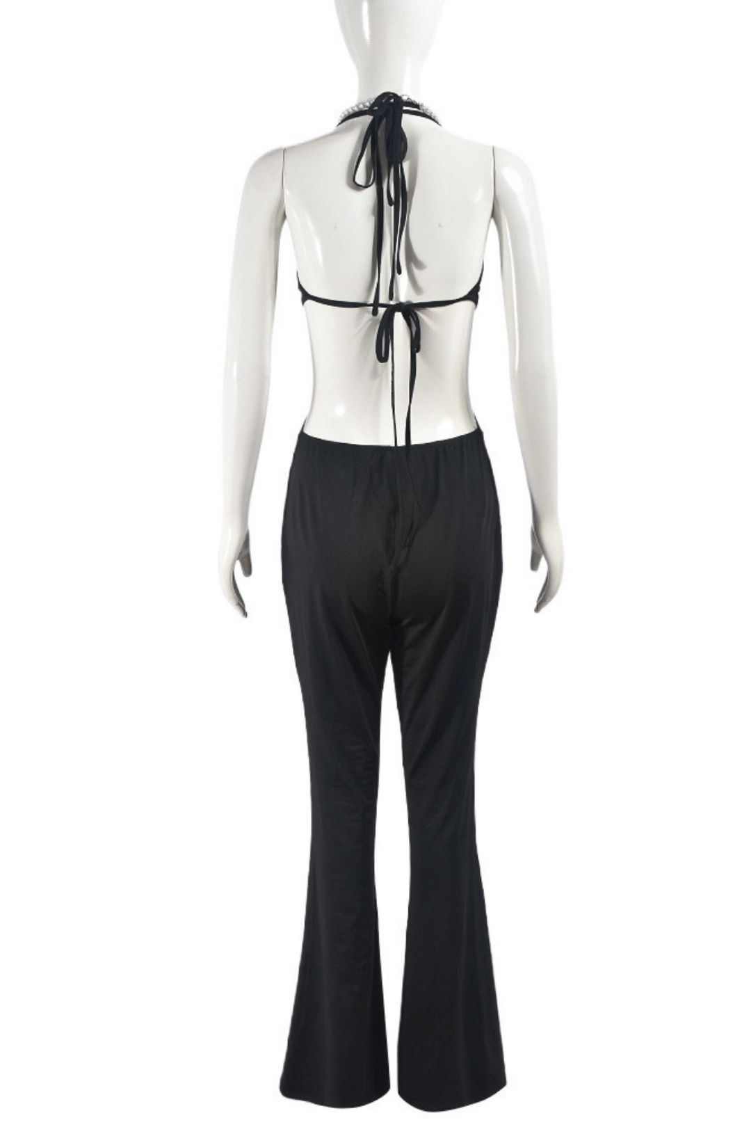 Sleeveless Lace-up Backless Micro-flare Sexy Wide-leg Jumpsuit