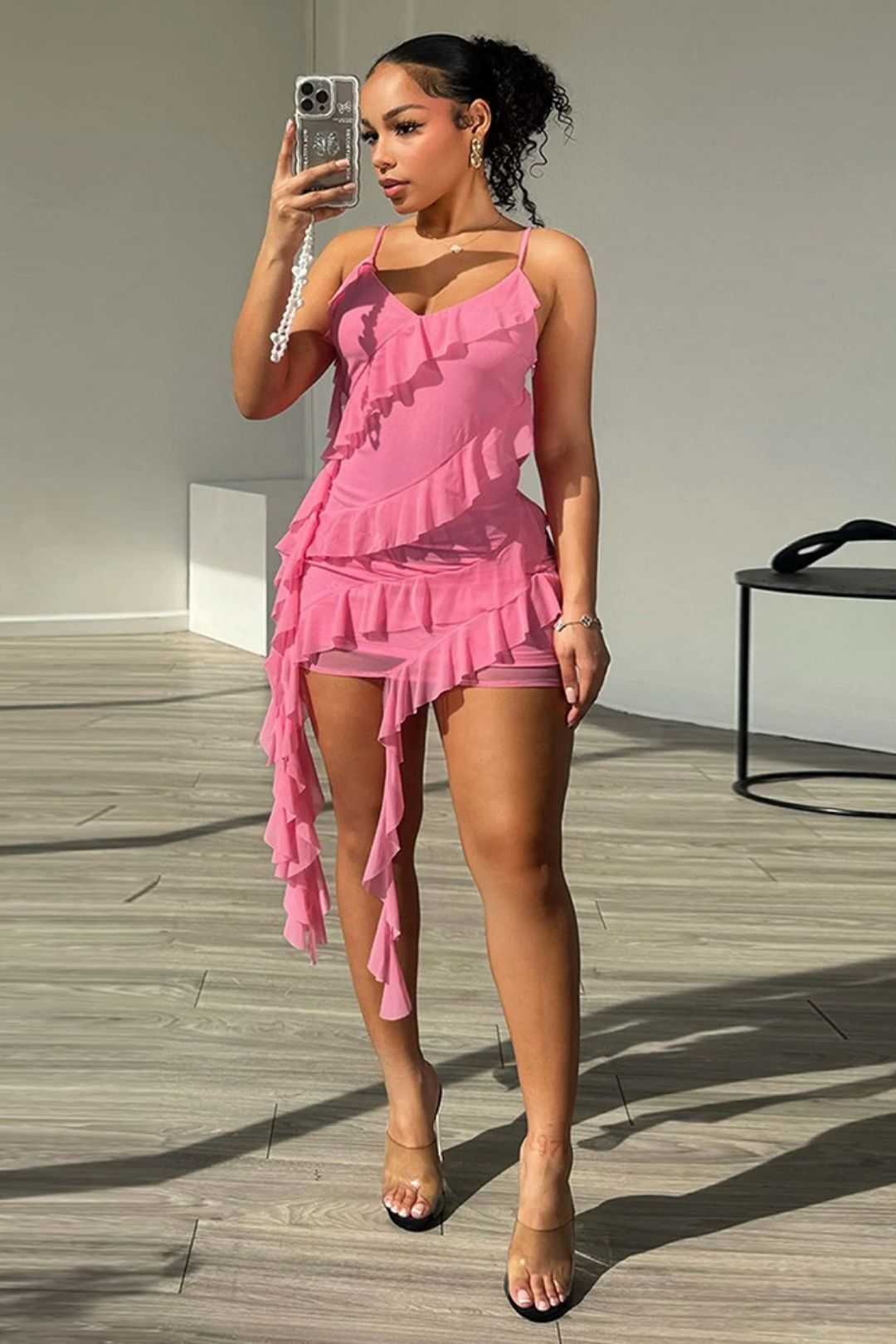 Sexy Slim Suspender Ruffle Dress