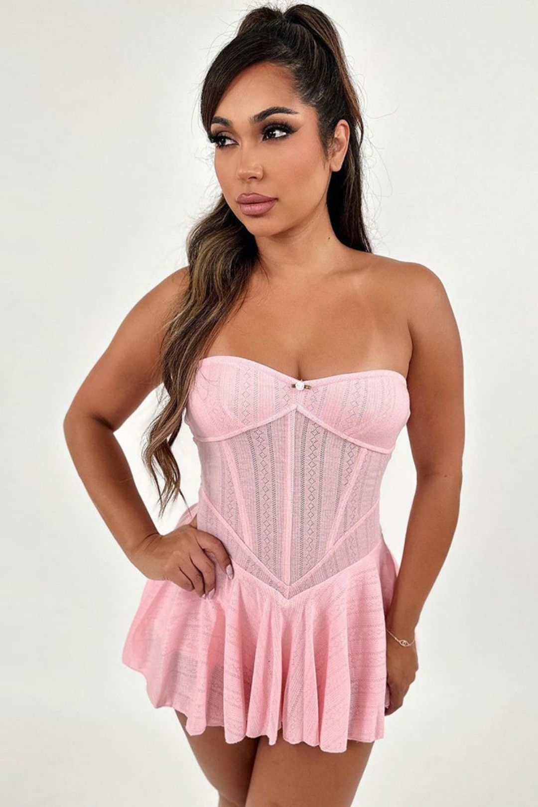 Breast-wrapped Dress Hollow Backless Zipper One Shoulder Pleated Princess Dress