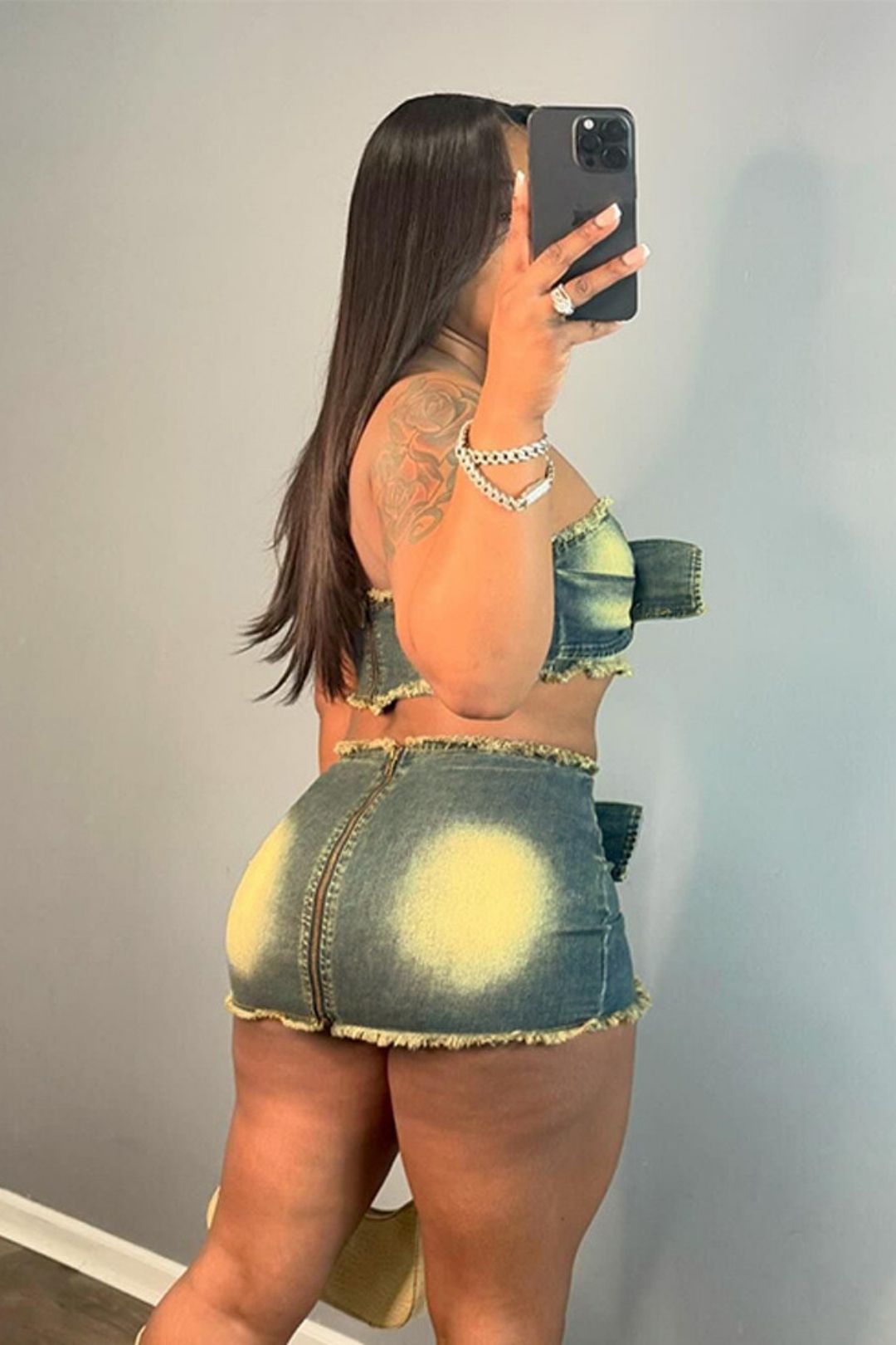 Contrast Color Belt Tassel Wrapped Chest Sexy Hot Girl Skirt Suit