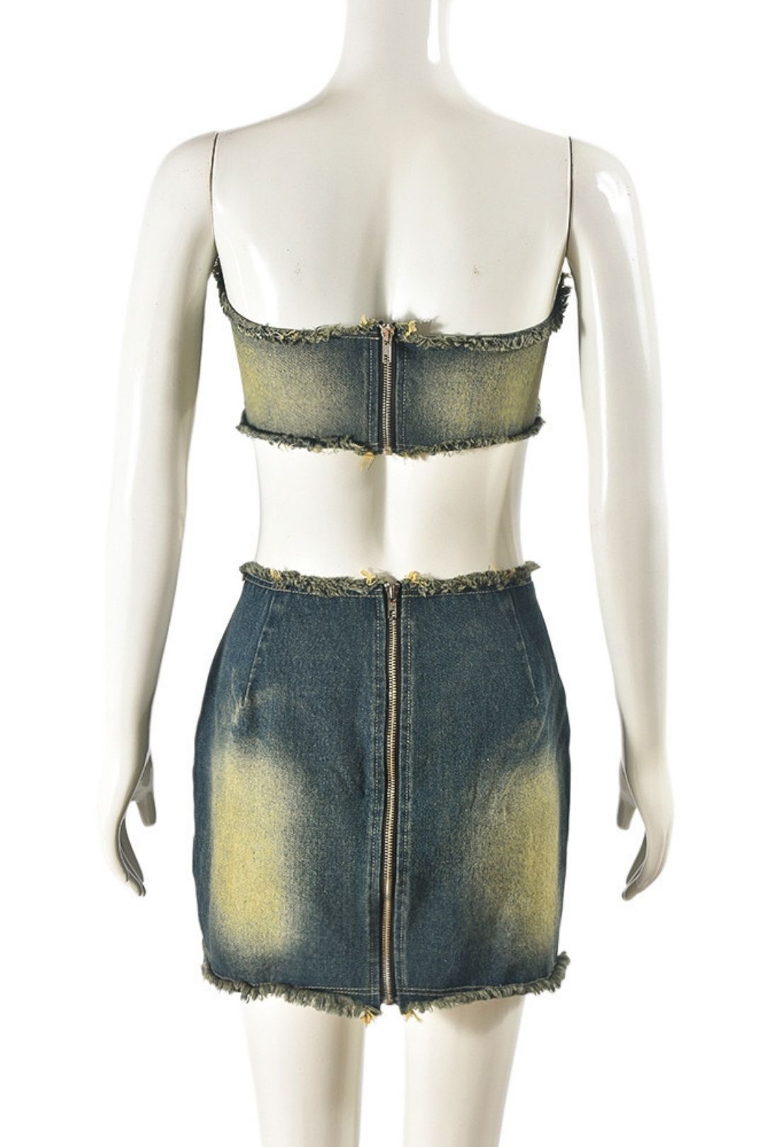 Contrast Color Belt Tassel Wrapped Chest Sexy Hot Girl Skirt Suit