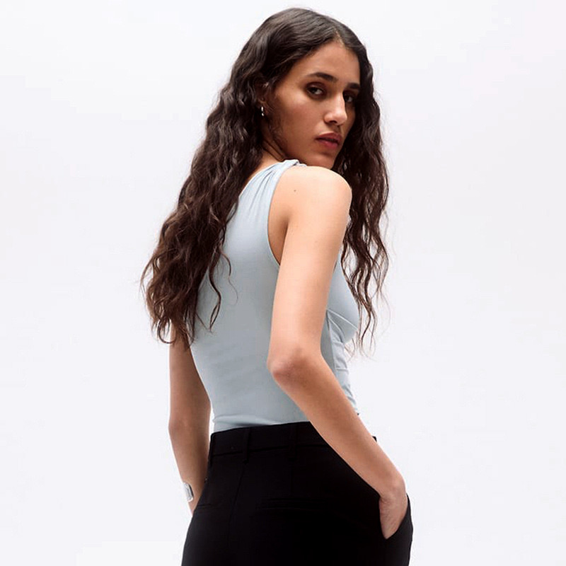 Round Neck See-through Top And Skirt Pants Two-piece Set