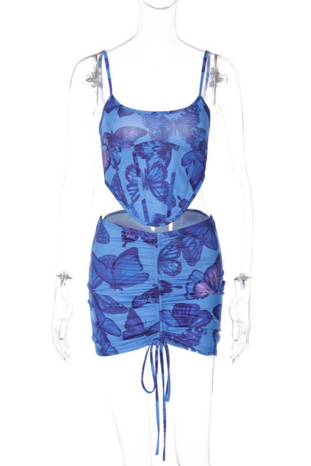 Sexy Halter Suspender Top Slim Drawstring Skirt Suit