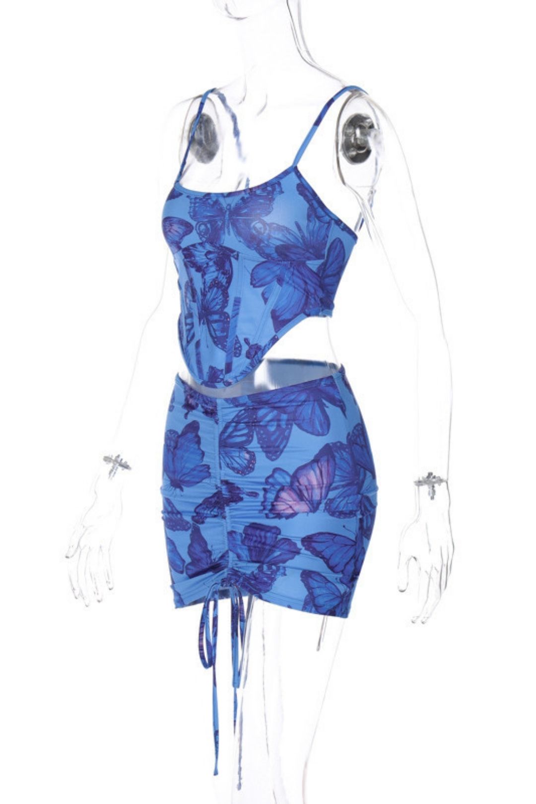 Sexy Halter Suspender Top Slim Drawstring Skirt Suit