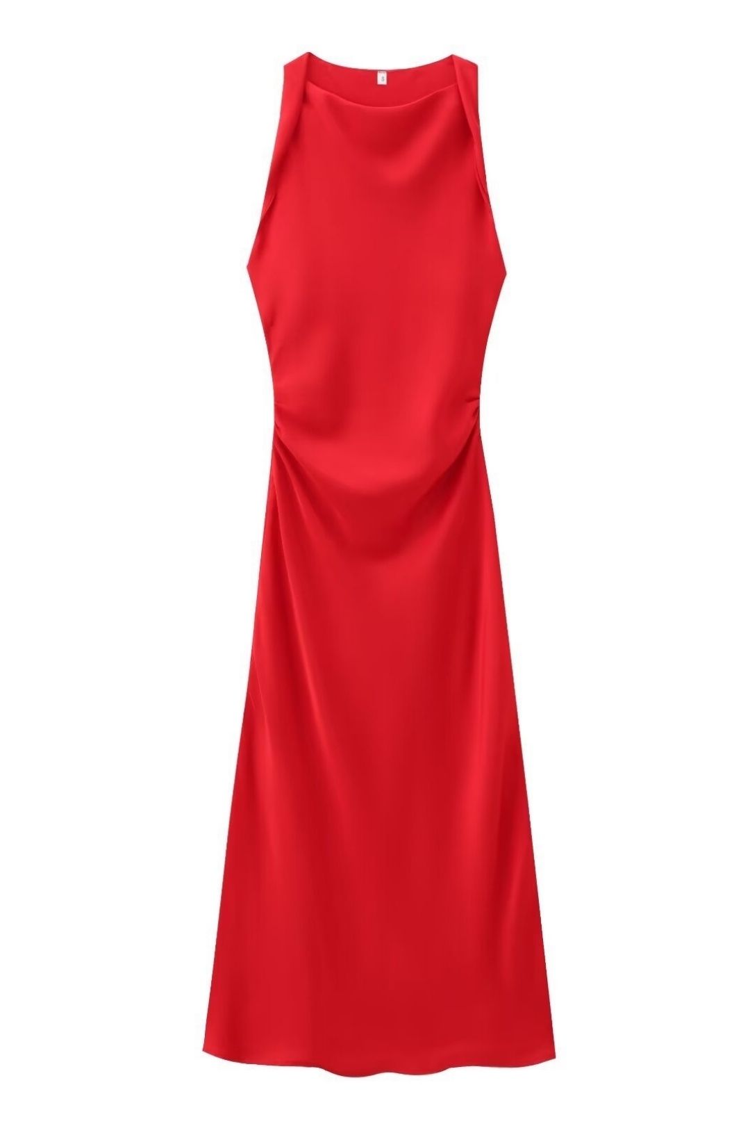 Silk Satin Texture Midi Sleeveless Slim Casual Dress