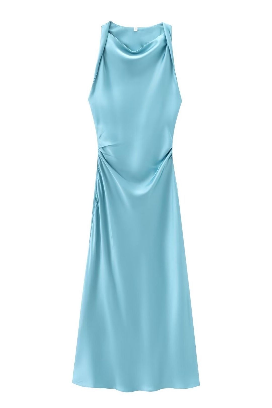 Silk Satin Texture Midi Sleeveless Slim Casual Dress