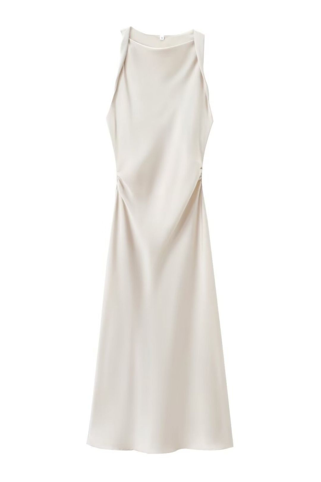 Silk Satin Texture Midi Sleeveless Slim Casual Dress