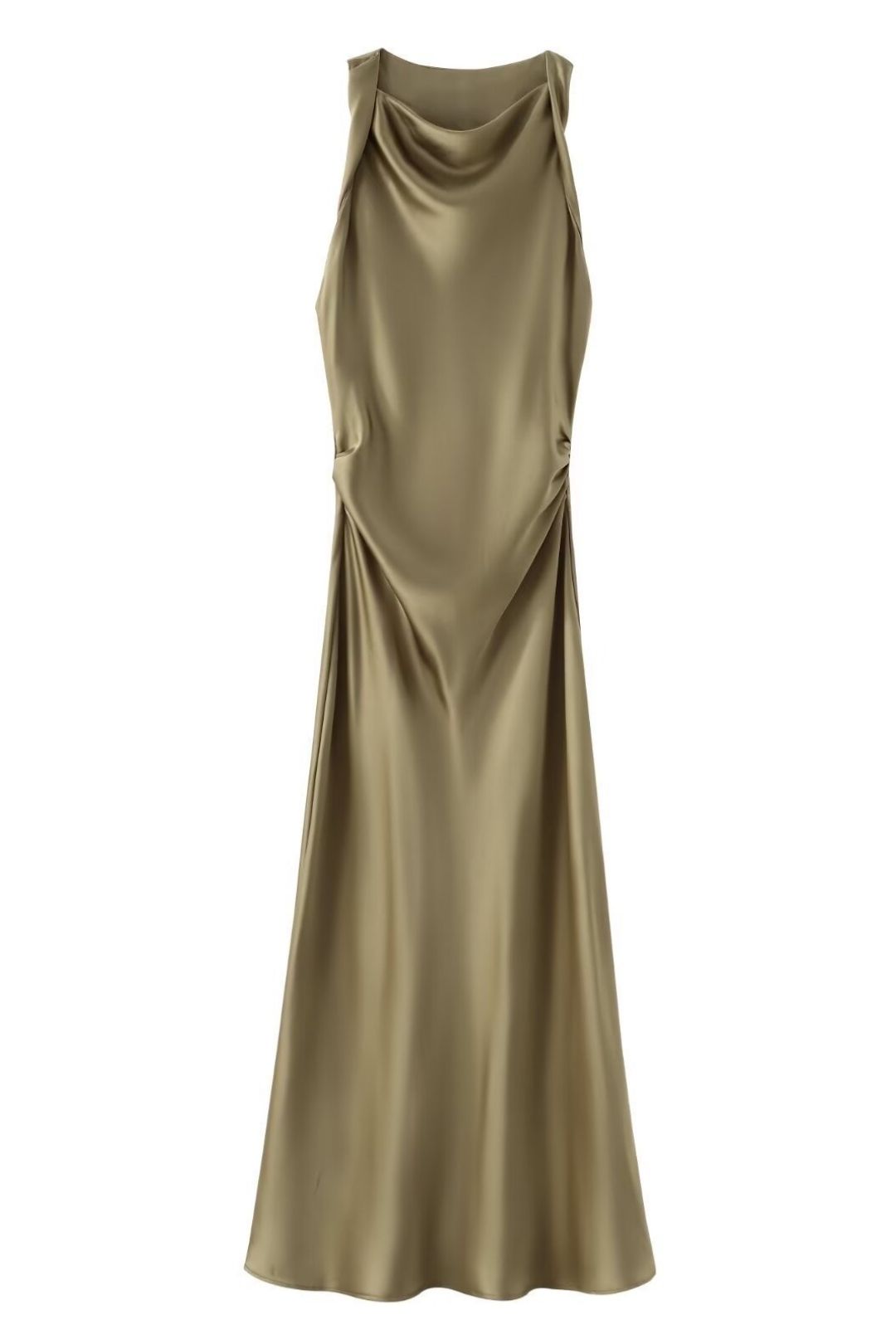 Silk Satin Texture Midi Sleeveless Slim Casual Dress