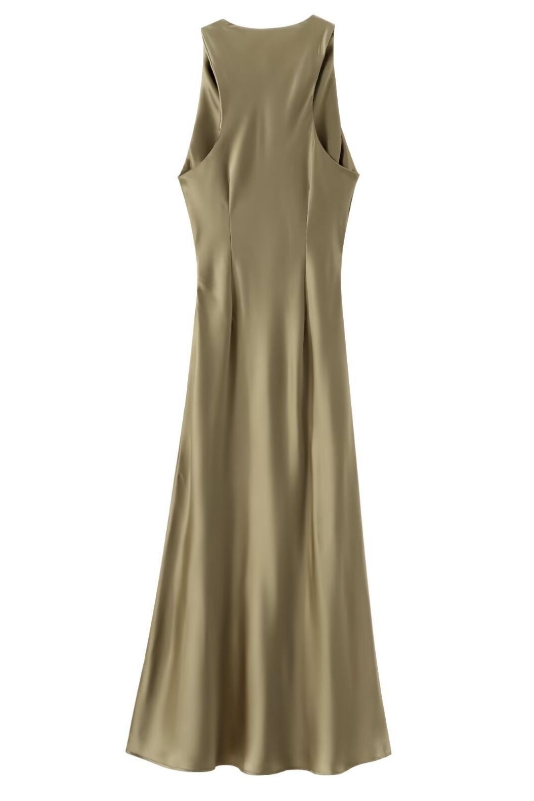 Silk Satin Texture Midi Sleeveless Slim Casual Dress