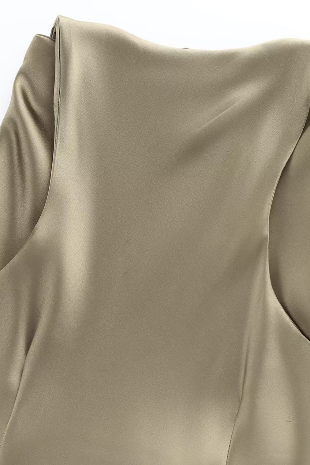 Silk Satin Texture Midi Sleeveless Slim Casual Dress