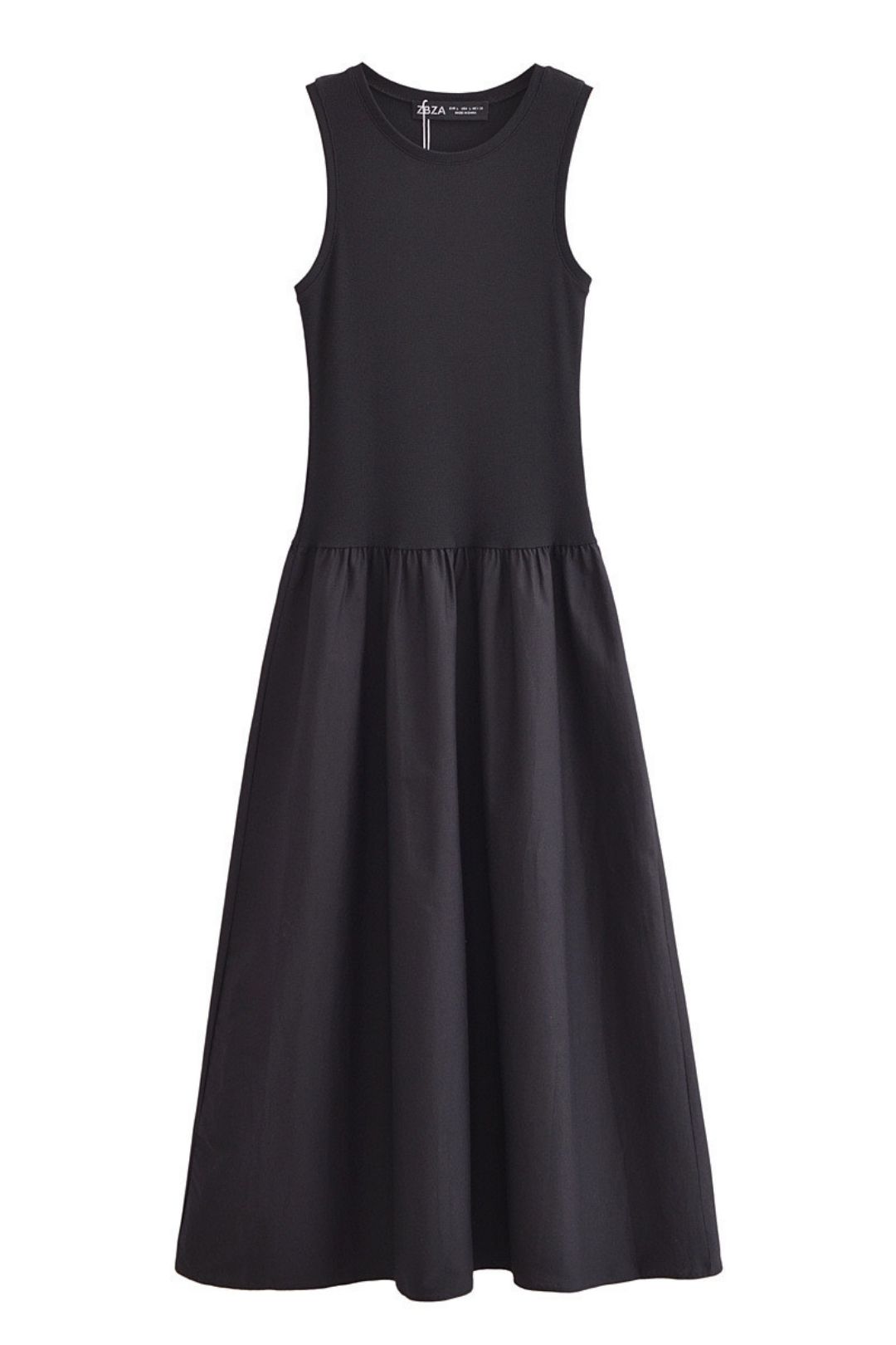 Solid Color Stitching Round Neck Loose Casual Long Vest Dress