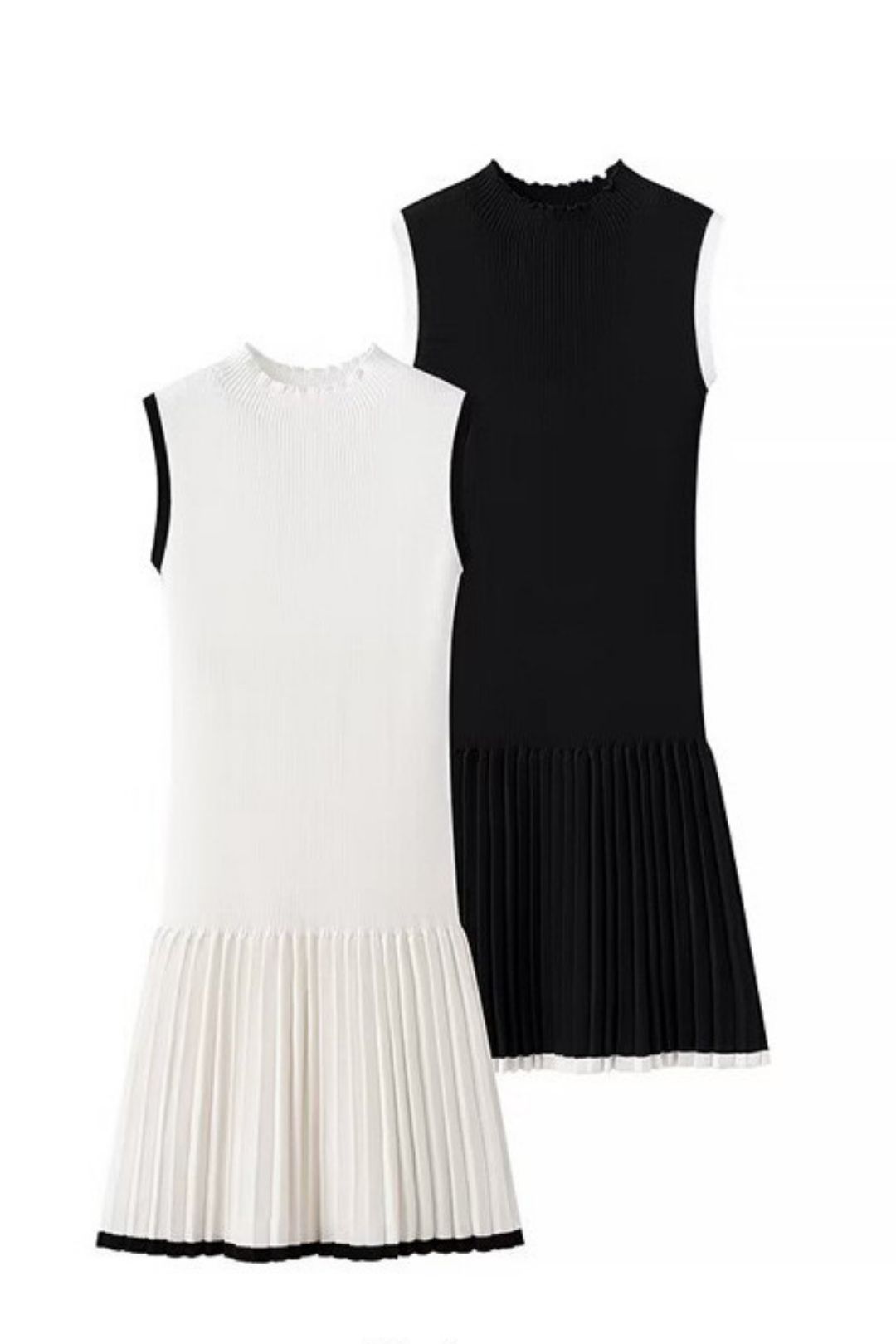 Round Neck Slim Casual Knitted Sweater Sleeveless One-piece Skirt