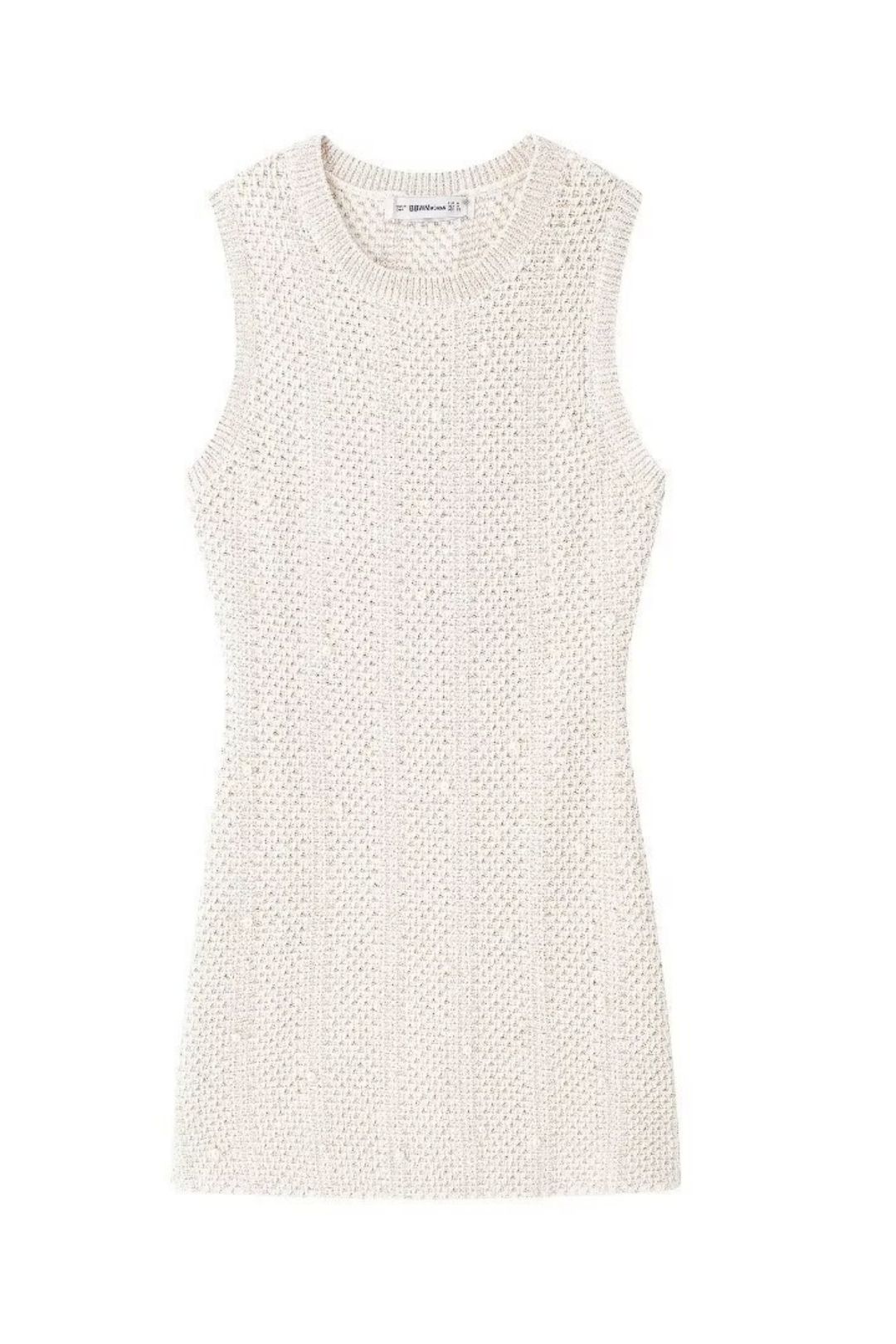 Pearl Inlaid Metallic Color Knitted Dress