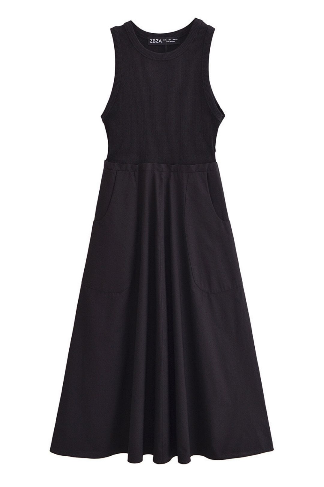 Fashion Pocket Stitching Midi Dress