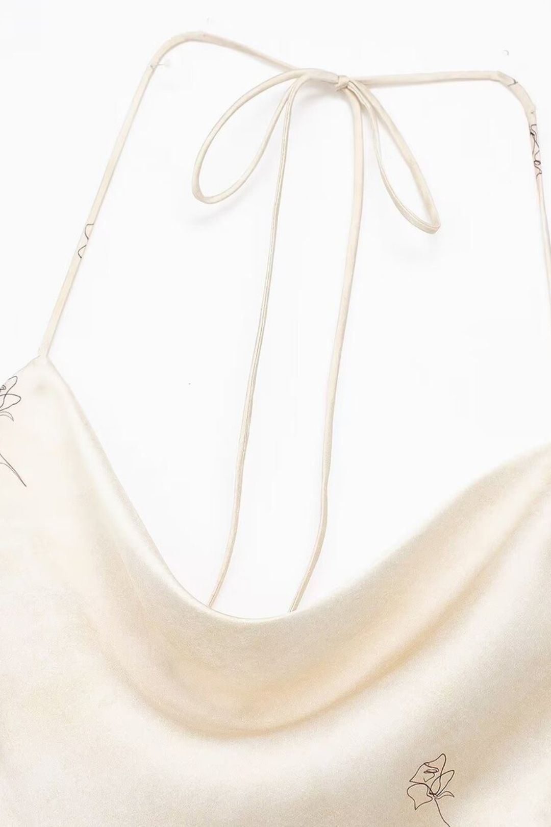 Slim Silk Satin Texture Printed Dress