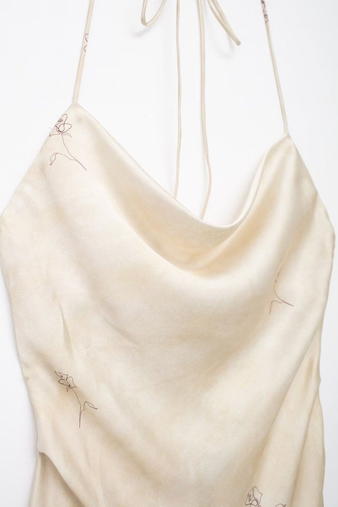 Slim Silk Satin Texture Printed Dress