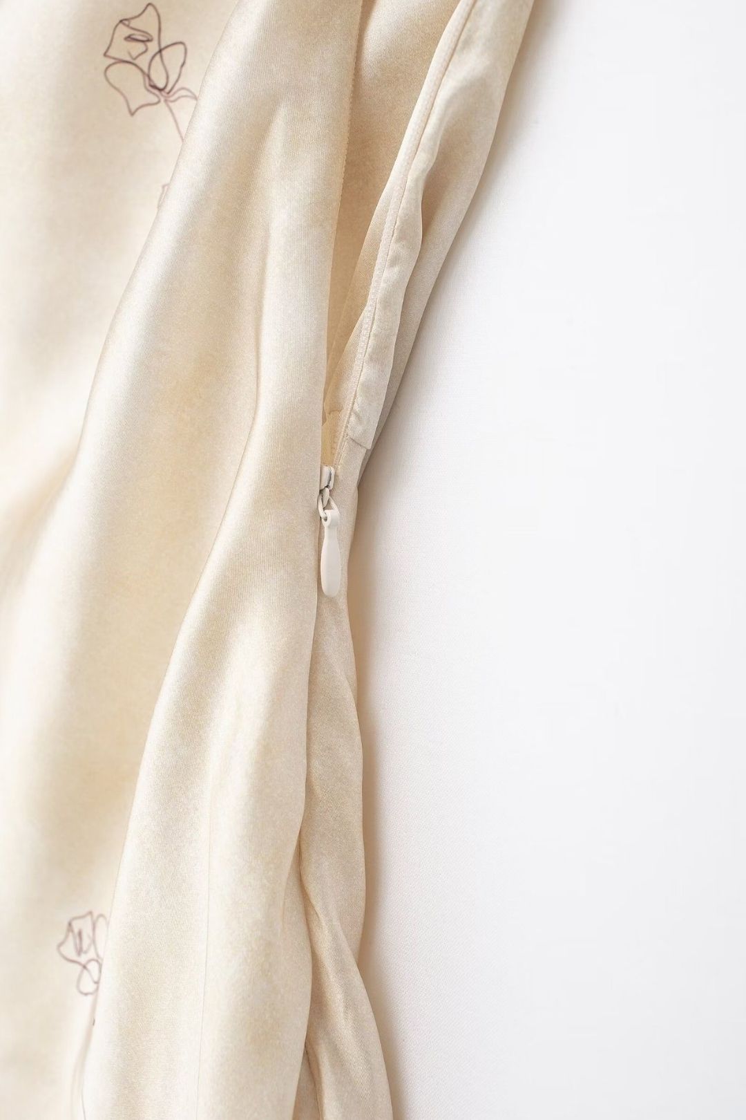 Slim Silk Satin Texture Printed Dress