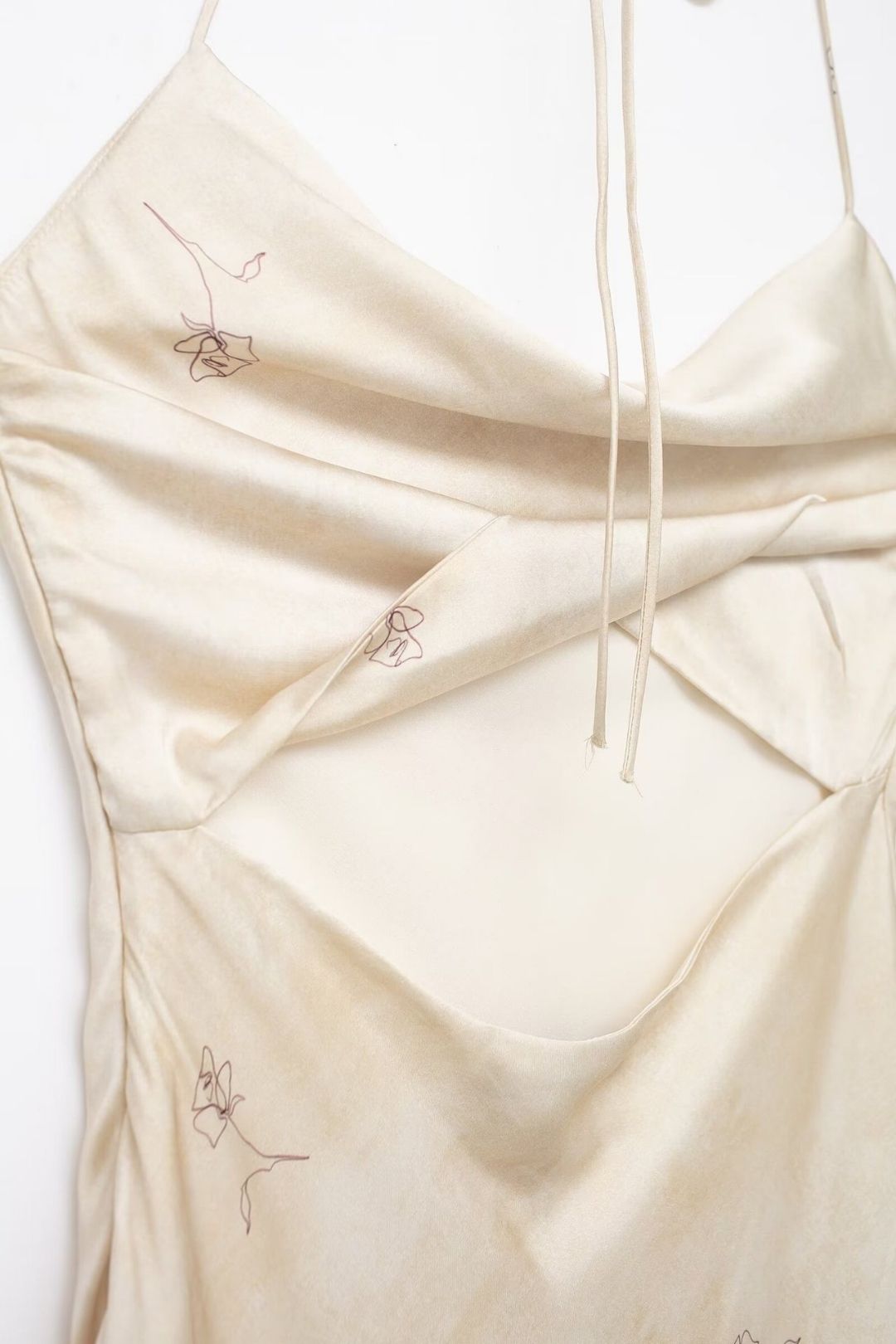 Slim Silk Satin Texture Printed Dress