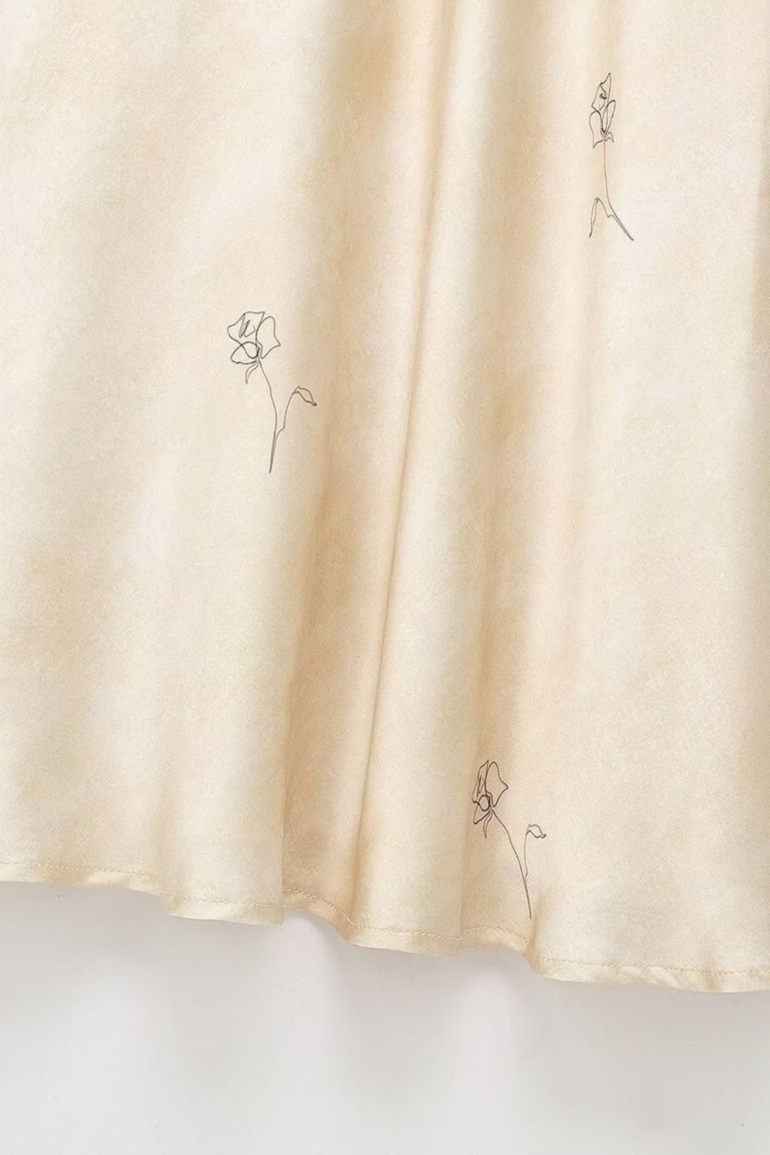 Slim Silk Satin Texture Printed Dress