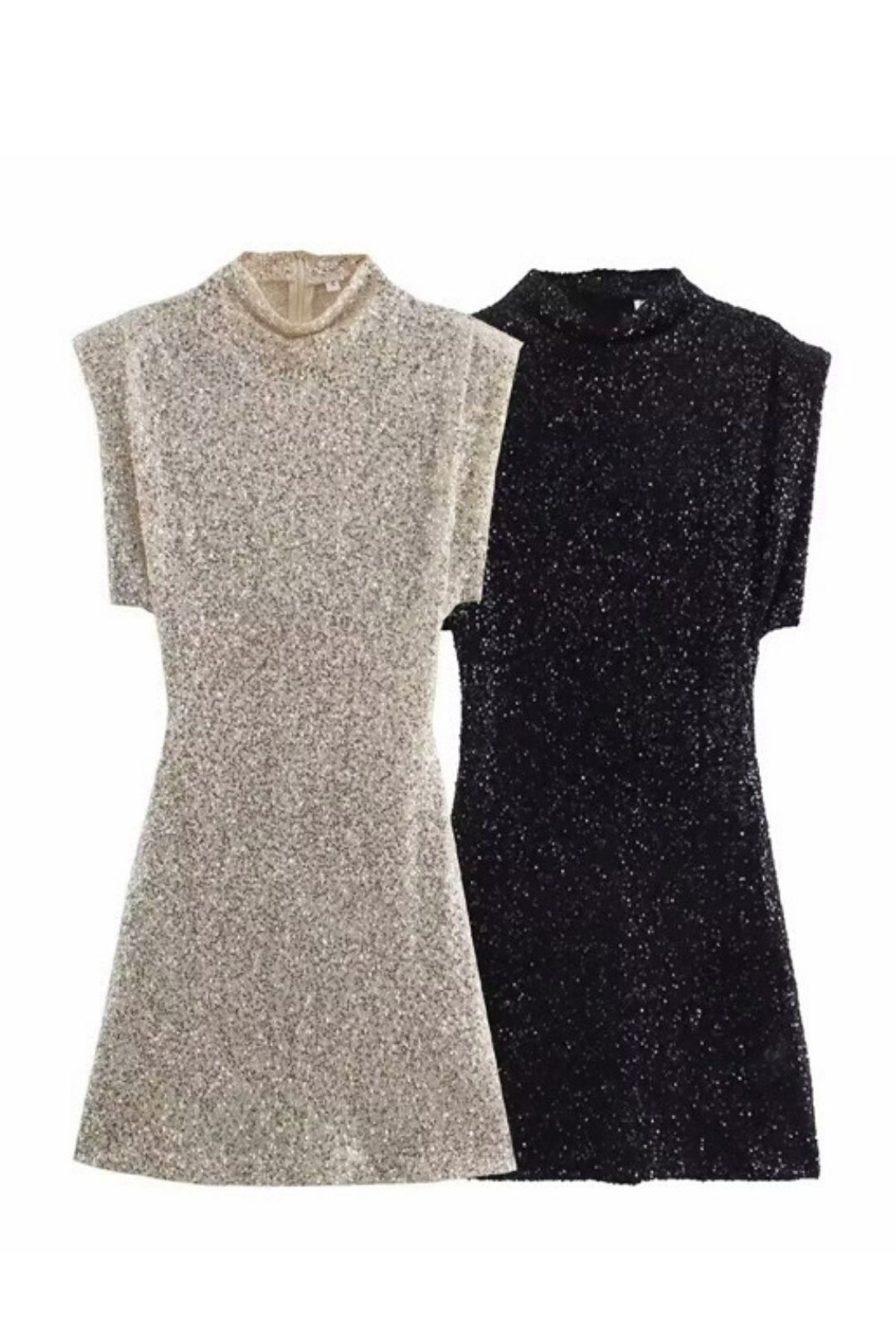 Shoulder Pads Sequins Loose Casual Dress