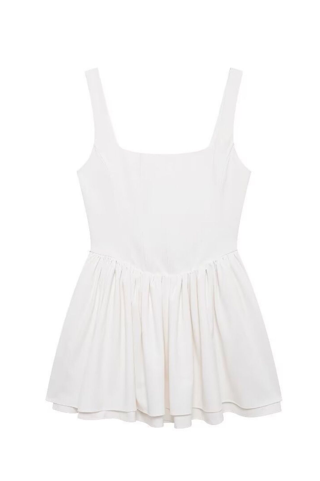 Solid Color Sleeveless Waist Sling Jumpsuit Short Skirt