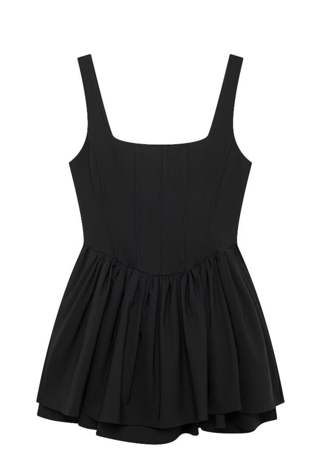 Solid Color Sleeveless Waist Sling Jumpsuit Short Skirt