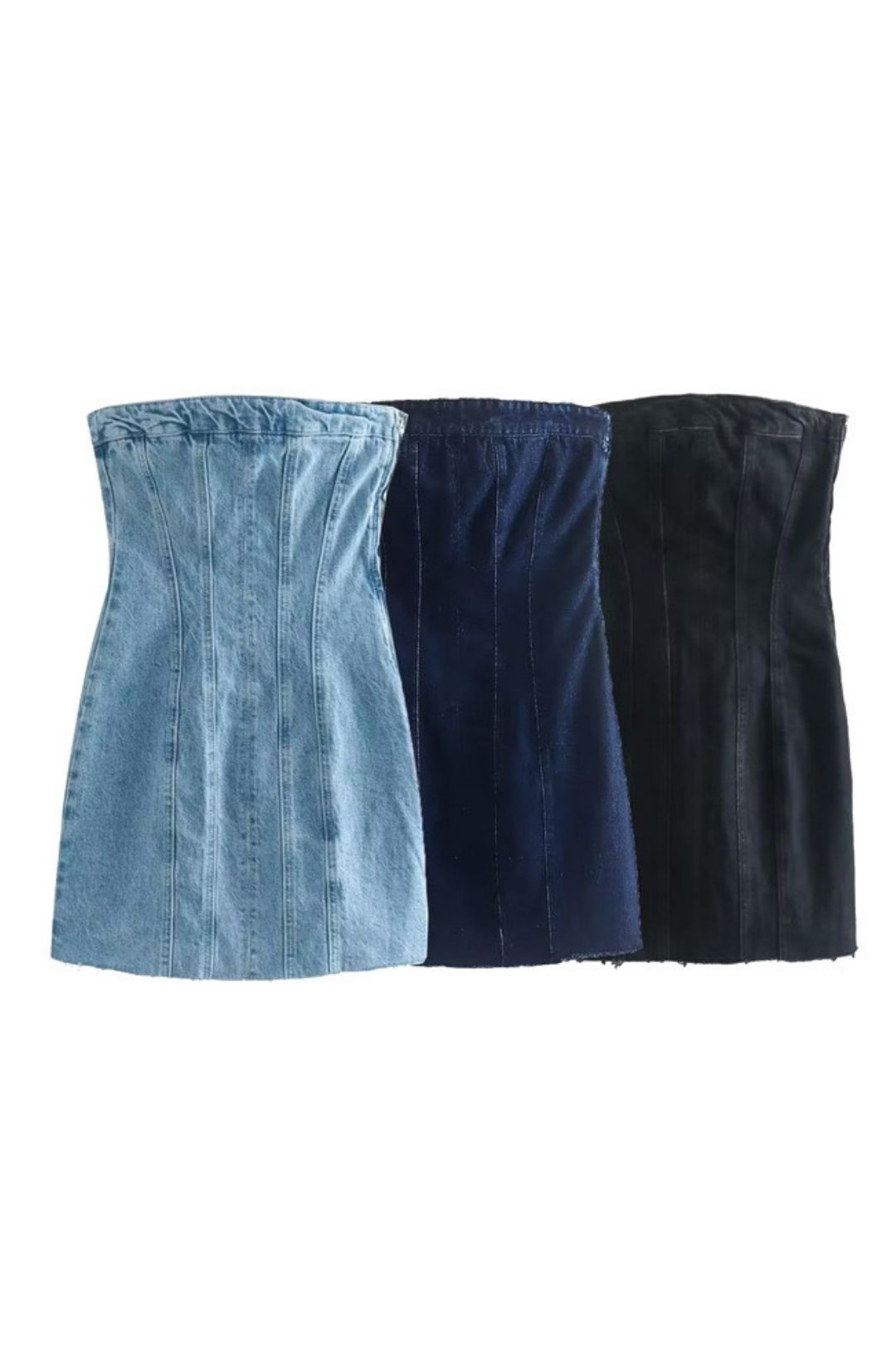 Strapless Denim Corset-style Short Dress