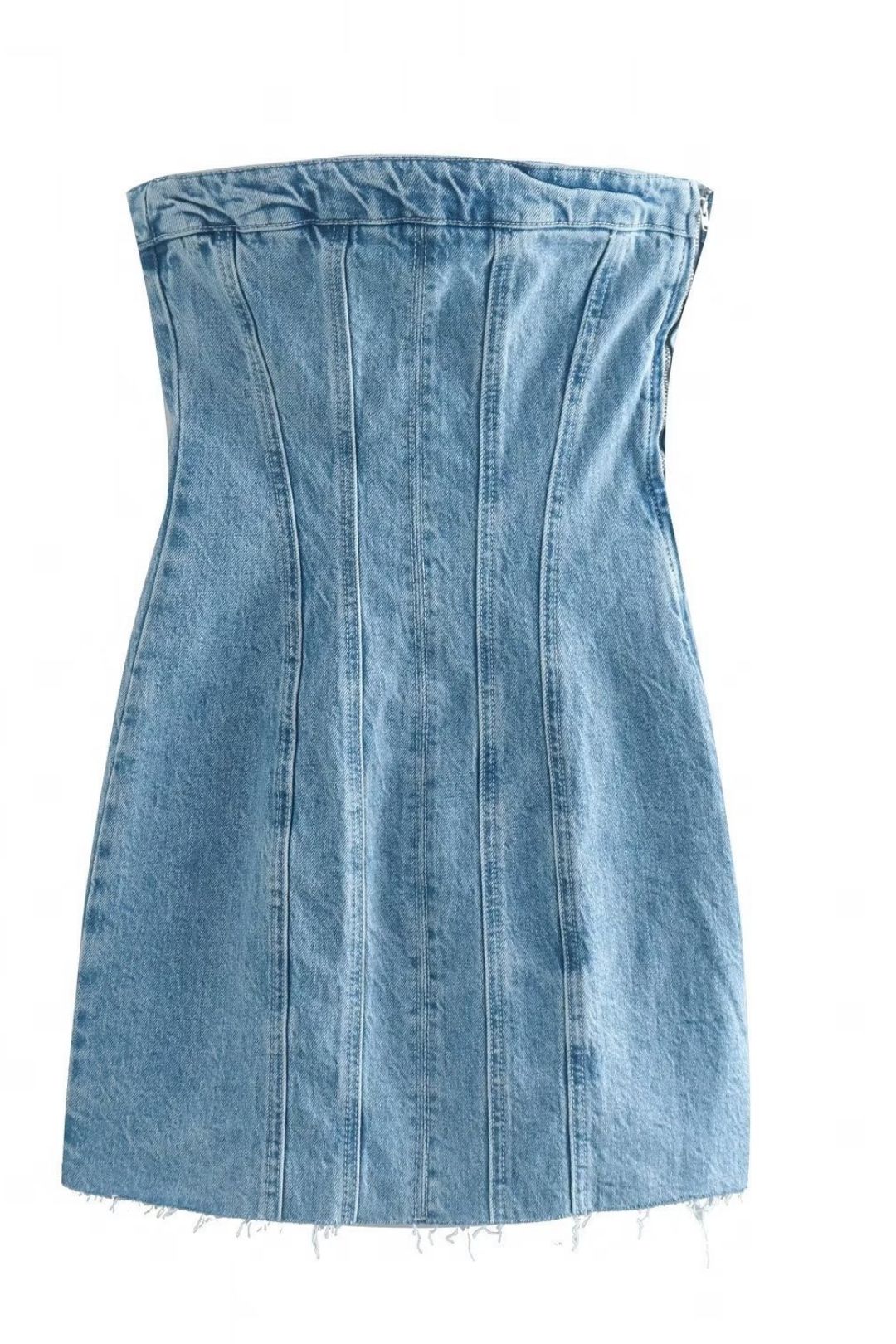 Strapless Denim Corset-style Short Dress